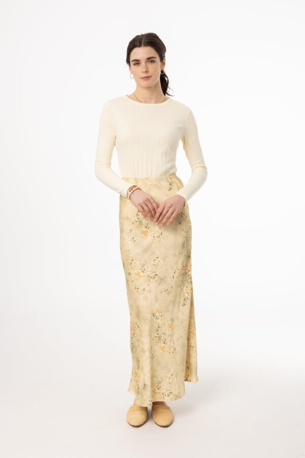 Beige Floral Printed Skirt