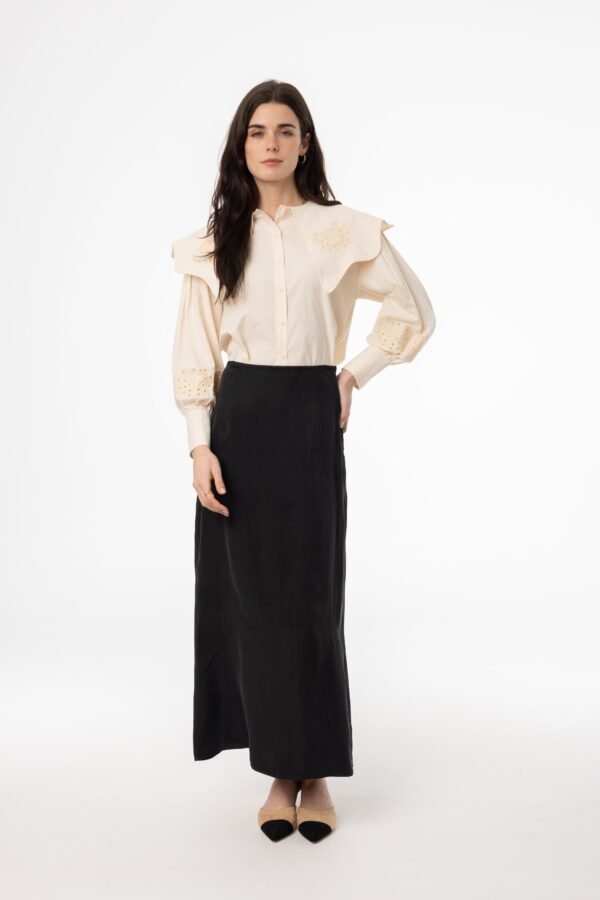 Black A-Line Zipper Slip Skirt