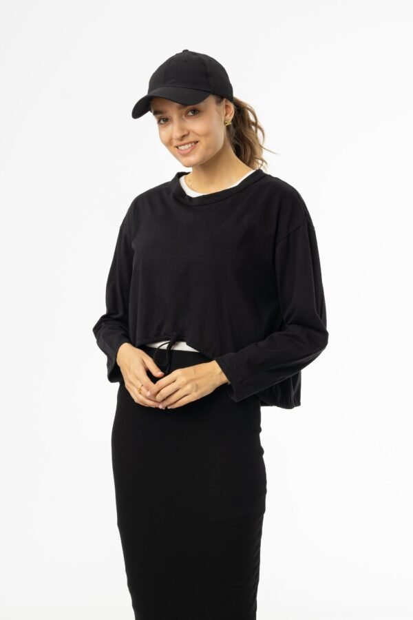 Black High Low Drawstring Tee