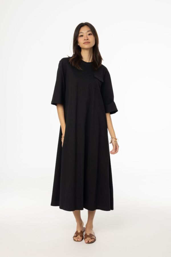 Black Pocket Tee Shirt Maxi Dress