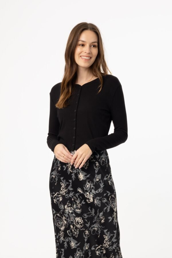 Black Ribbed Cardigan