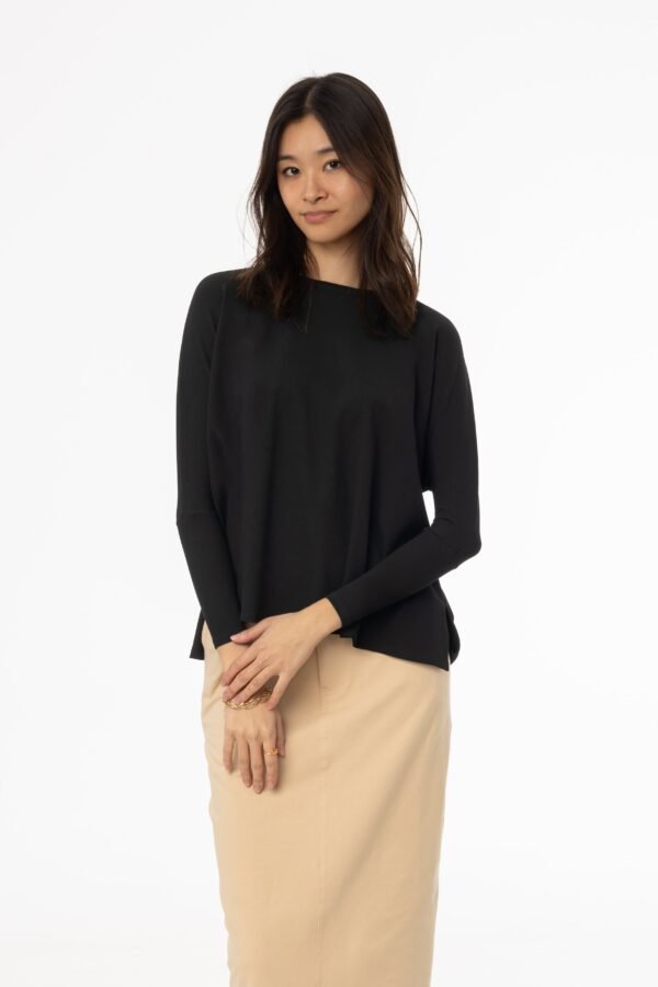 Black Ribbed Swing T-Shirt