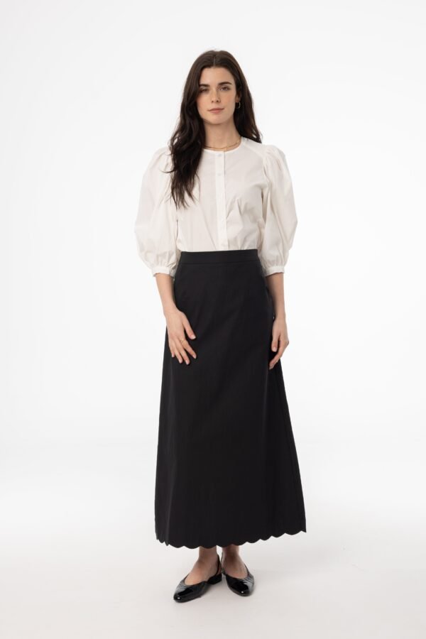 Black Scalloped Maxi Skirt