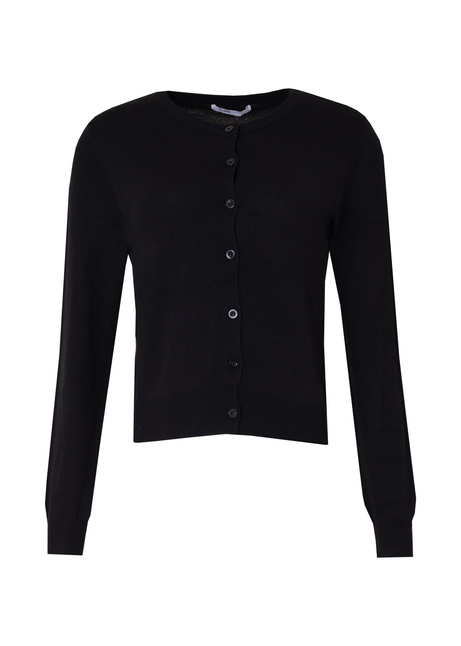 Black Fine Knit Round Neck Cardi - Image 5